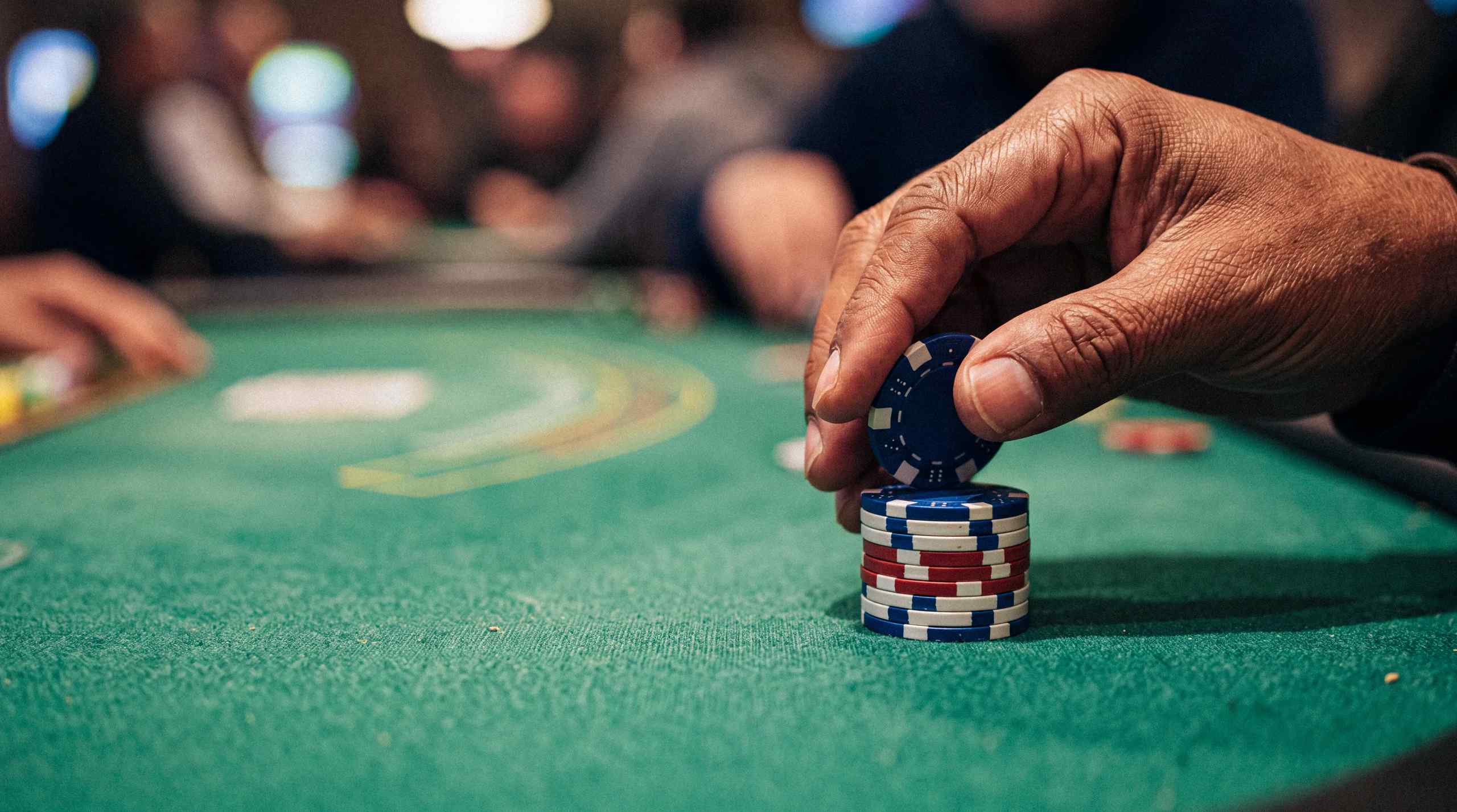 A stack of casino chips